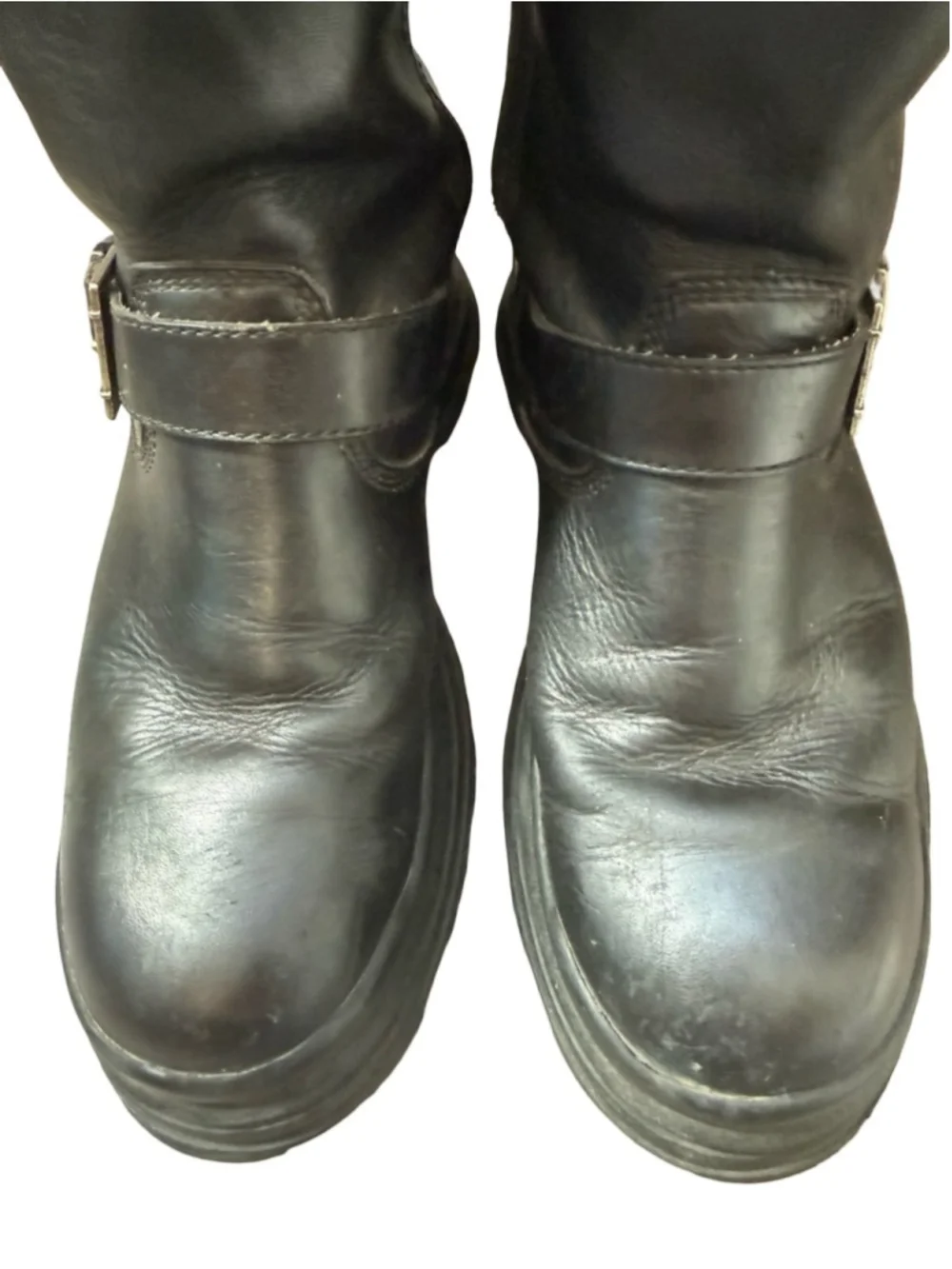 Harley Davidson Black Leather Motorcycle Boots with Buckle Accent Size 8.5 Wide